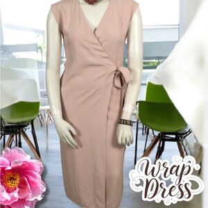 👛 (ANY 2/$40) EVERLANE Sleeveless Pink Wraparound Dress